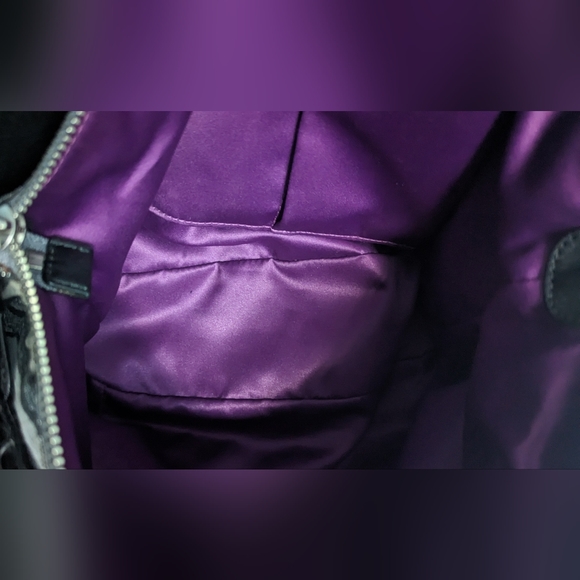 EUC Coach Madison silver zebra print canvas with black patent leather handles - Picture 6 of 13